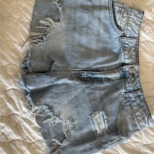 Rewash Frayed Light Blue Jean Shorts